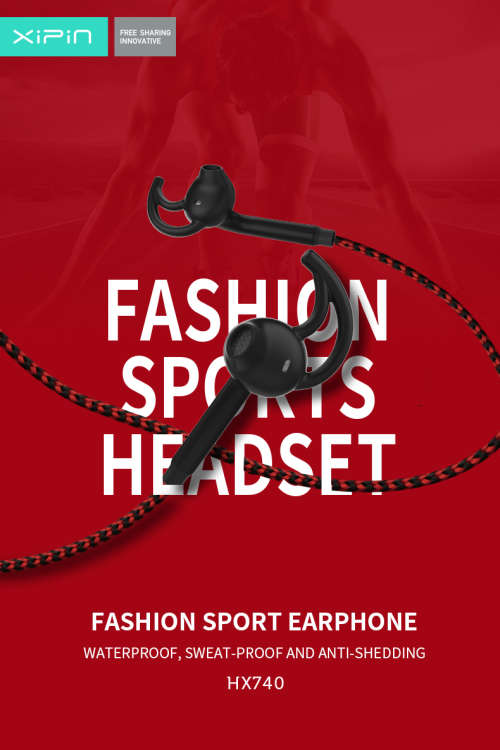 Xipin HX740 1.2M 3.5mm Water And Sweat Proof Sport Earphone With Mic And Control Key