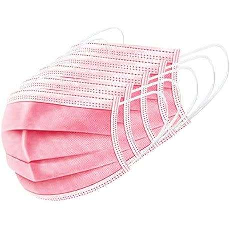 50 Piece Pack Disposable Face Mask 3-Ply-Pink