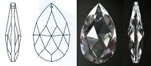 Crystal Pearshape Pendant 38mm