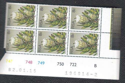 RSA 1977 PROTEA MUNDII 8c BLCK OF 6    B 4.8CNTRL BLCK  15 1 1982