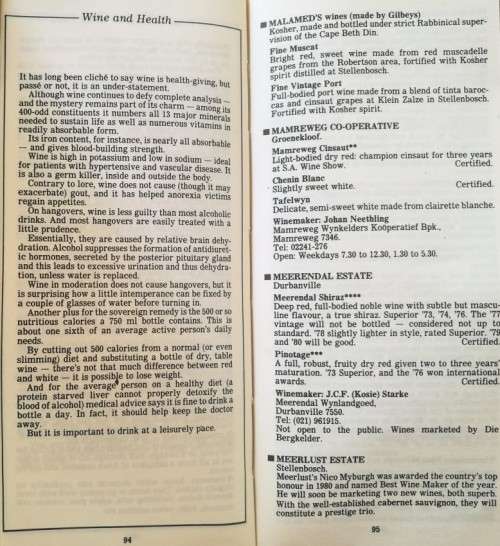 John Platter`s Book of South African Wines (revised 1982 edition)