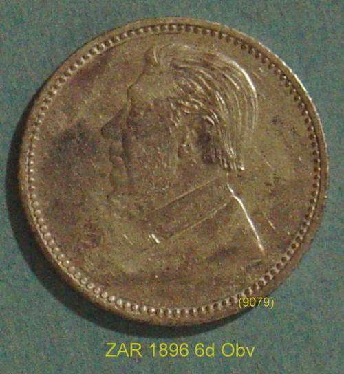ZAR 6d 1896 Sixpence EF Details Silver .925
