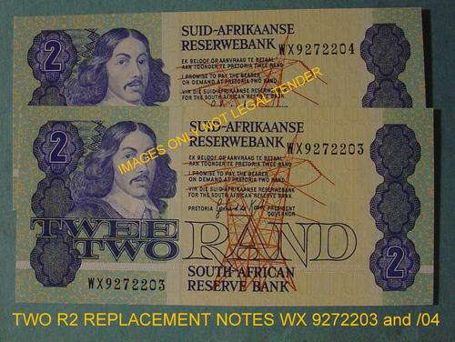 SET OF 2 REPLACEMENT R2 NOTES  GPC DE KOCK WX Numbers Sequential