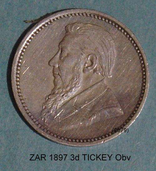 ZAR 1897 Tickey 3d UNC DETAILS Excessive Hairlines