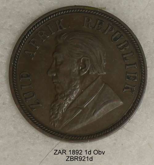 1892 ZAR 1 PENNY in EF  A TOP COIN