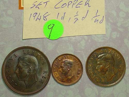 SA 1948 COPPER SET 1d, 1/2d & 1/4d B.UNC (9)