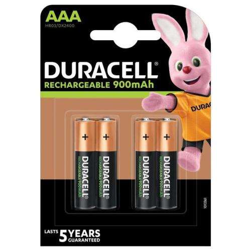 Duracell AAA Rechargable 900mAh Batteries - Pack of 4
