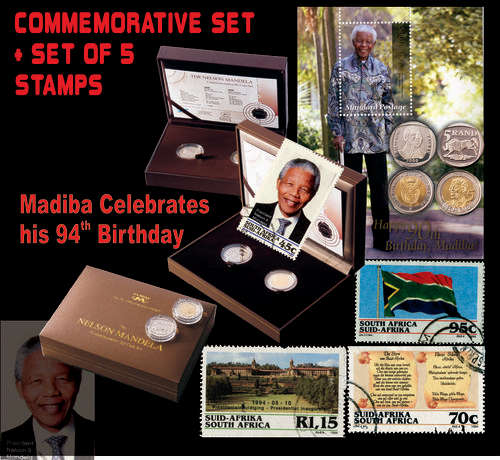 The Nelson Mandela Commemorative R5 Coin Set and Stamp set