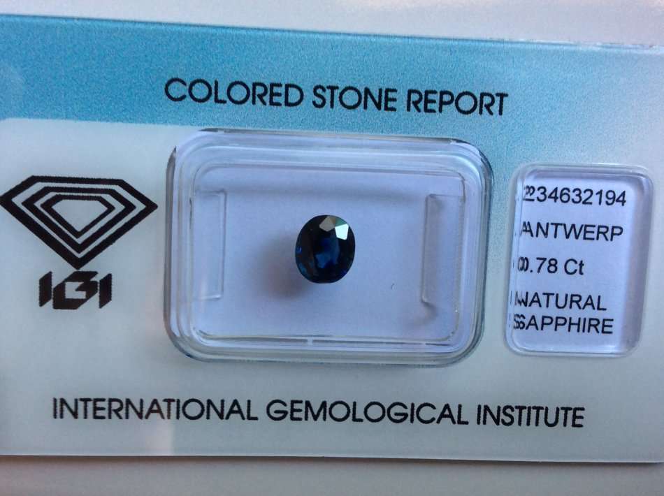Investment Gem Retail Value **Many USD $$$** Untreated Natural Sapphire 0.78 ct Blue IGI Certif