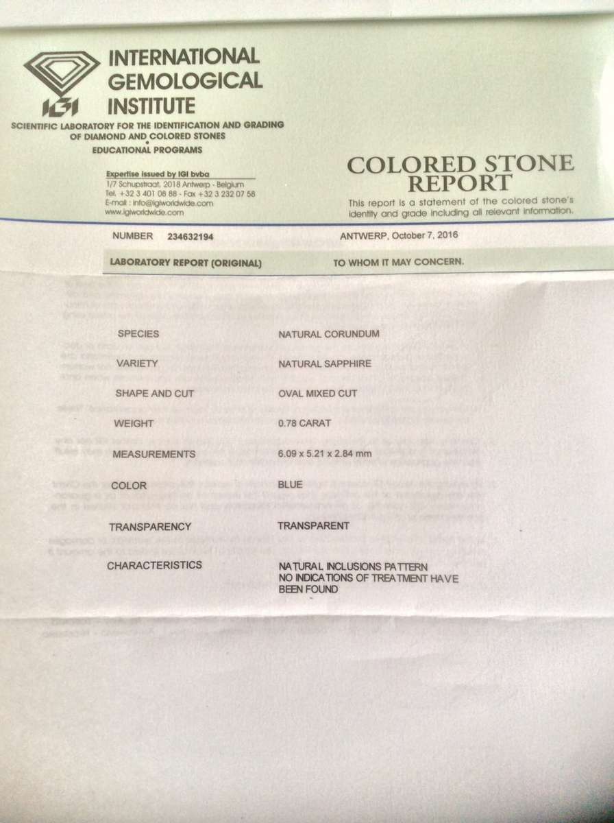 Investment Gem Retail Value **Many USD $$$** Untreated Natural Sapphire 0.78 ct Blue IGI Certif