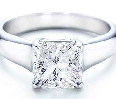 14K SOLID WHITE GOLD PRINCESS CUT DIAMOND SOLITAIRE RING!  1000CTS!!    VALUE: R124'232,00