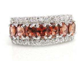 STUNNING 14K SOLID WHITE GOLD GARNET  AND WHITE SAPPHIRE RING!  6.080CTS!!