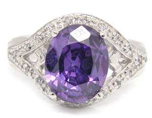 STUNNING 14K SOLID WHITE GOLD AMETHYST AND WHITE TOPAZ RING!  4.820CTS