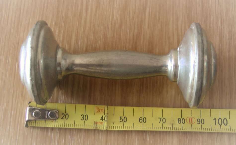 Vintage Dumbbell Baby Rattle Hallmark Empire Pewter, Gift for Baby, Good condition