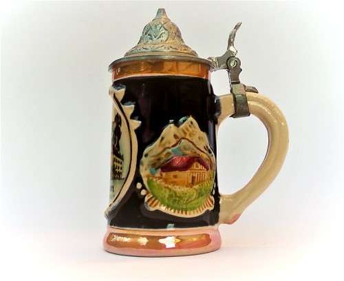 Vintage Reinhold Merkelbach Beer Stein Munchen Miniature Ceramic Pottery Stoneware Shot Mug, EUC