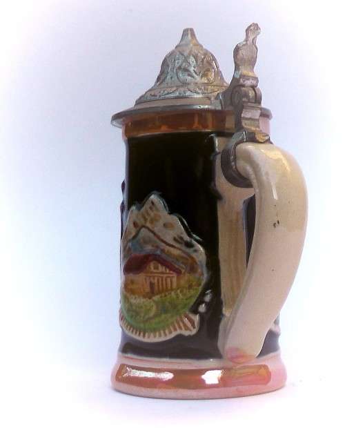 Vintage Reinhold Merkelbach Beer Stein Munchen Miniature Ceramic Pottery Stoneware Shot Mug, EUC