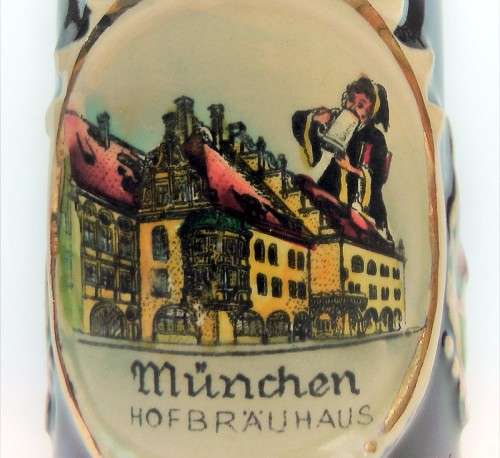 Vintage Reinhold Merkelbach Beer Stein Munchen Miniature Ceramic Pottery Stoneware Shot Mug, EUC