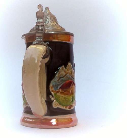 Vintage Reinhold Merkelbach Beer Stein Munchen Miniature Ceramic Pottery Stoneware Shot Mug, EUC