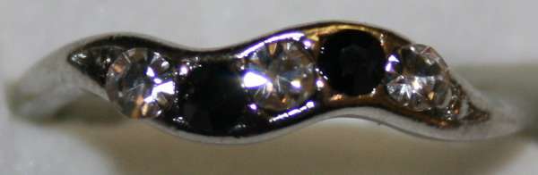 18k White Gold Plated Engagement Ring with Clear and Black Rhinestones #8