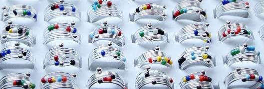 18k White GP Ring with Lucite Beads (LR705)