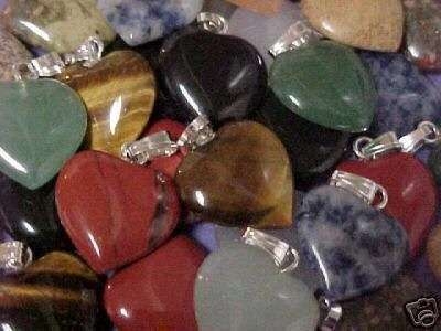 **CrAzY Auction!!** Gemstone Heart Pendant - Many Different Gemstones Available