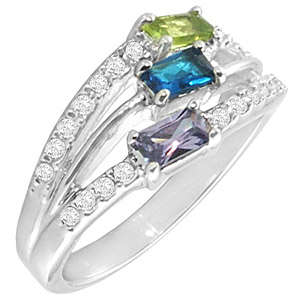 Size 5 Highest Quality Non Tarnishing Rhodium Plated Womens Ring with Simulated Diamonds and Gems