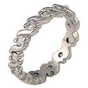 (Size 5) Non Tarnishing Rhodium Plated Fashion Ring with Cubic Zirconia Stone/s