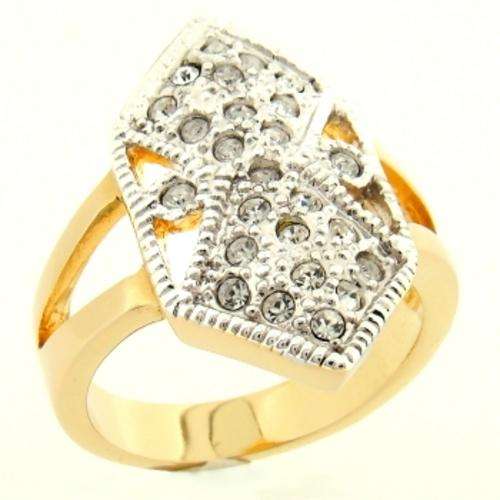 (Size 8) 14K Gold Plated Fashion Ring with Swarovski Austrian Crystal/s