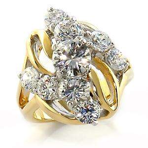 (Size 5) 14K Gold Plated Fashion Ring with Russian Formula Cubic Zirconia Stone/s
