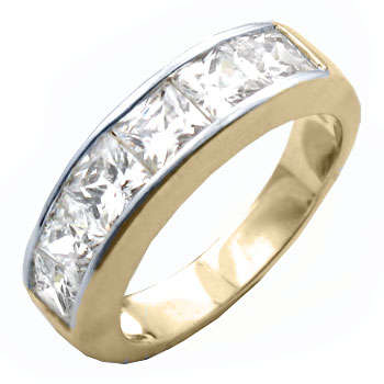(Size 5) 14K Gold Plated Fashion Ring with Russian Formula Cubic Zirconia Stone/s