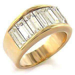 (Size 5) 14K Gold Plated Fashion Ring with Russian Formula Cubic Zirconia Stone/s