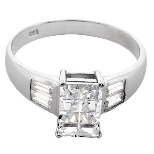 (Size 5) Sterling Silver Ring Cubic Zirconia Stone/s