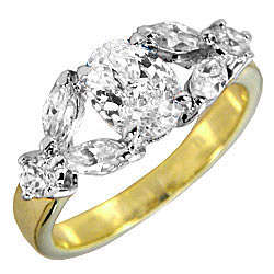 (Size 10) 14K Gold Plated Fashion Ring with Russian Formula Cubic Zirconia Stone/s