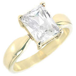 (Size 5) 14K Gold Plated Fashion Ring with Russian Formula Cubic Zirconia Stone/s