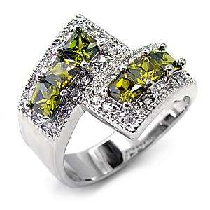 (Size 9) Non Tarnishing Rhodium Plated Fashion Ring with Cubic Zirconia Stone/s