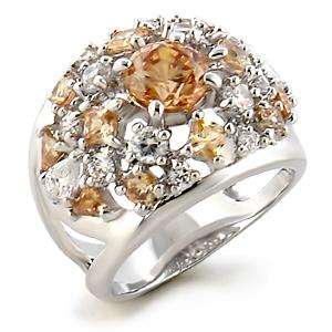 (Size 9) Non Tarnishing Rhodium Plated Fashion Ring with Cubic Zirconia Stone/s