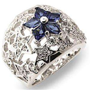 (Size 7) Non Tarnishing Rhodium Plated Fashion Ring with Swarovski Austrian Crystal/s