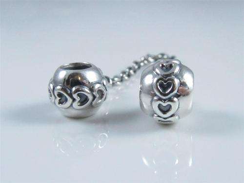 Fits Pandora -  925 Solid Sterling Love Connection Safety Chain Charm