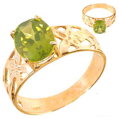 ** R 6800 ** 10KT GOLD WITH 2CT PERIDOT RING