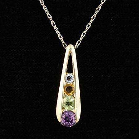 **R2 800.00***Multi-Color Gemstone Journey Pendant and Chain Necklace in 10K Gold