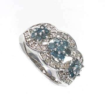 ***R38 300.00***1.5 ctw. Blue & White Diamond 10K White Gold Ring