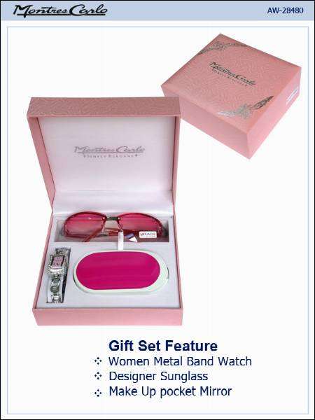 Ladies Montres Carlo Gift Set with Watch Manicure set and Sunglass
