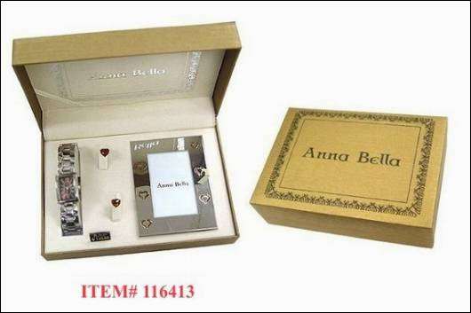 ***R100.00**Anna Bella Ladies Gift Set with Watch Photo Frame & Earrings - Colours will vary
