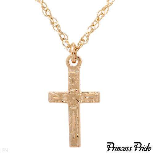 PRINCESS PRIDE High Quality Brand New Cross Necklace Made of Gold Plated Base Metal Length 18in