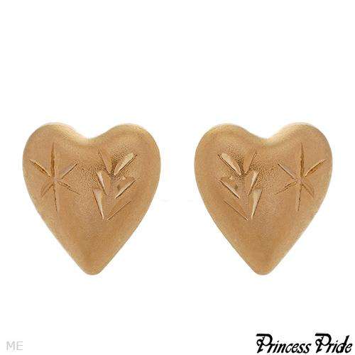 PRINCESS PRIDE Pleasant Brand New Heart Earrings in Gold Plated Base Metal Length 7mm