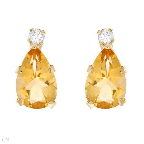 **R700.00**Wonderful Brand New Stud Earrings With 1.50ctw Citrines and Cubic zirconia in Yellow Gold