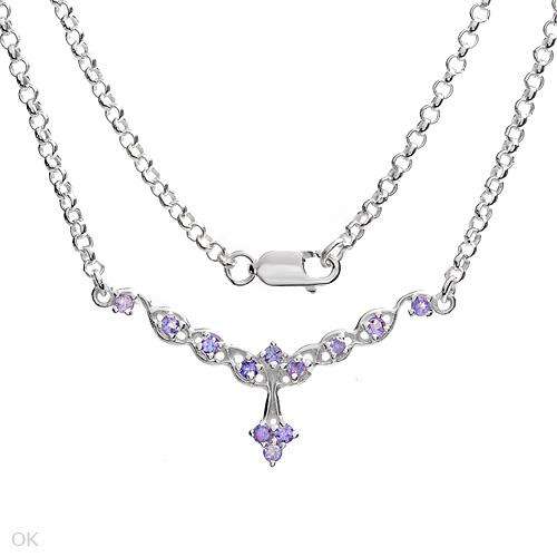 **R2500.00**Attractive Brand New Necklace With 0.50ctw Genuine Tanzanites Made of 925 Sterling silve