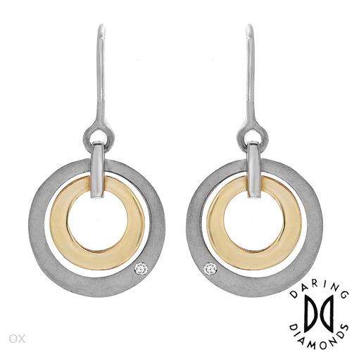 **R1600**DARING DIAMONDS New Earrings With Diamonds Made of 14K/925 Gold plated Silver in Gold