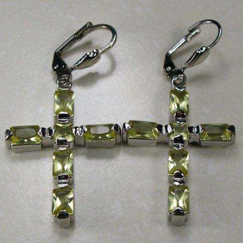 CROSS CITRINE 925 STERLING SILVER EARRINGS