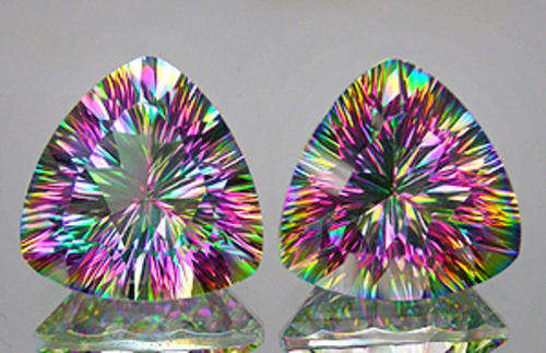 **R1500.00**BLAZING PAIR! 8.73ct.Concave Rainbow Mystic Topaz WOW